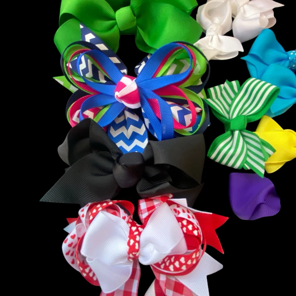 Lot of Girl 67 Colorful Hair Bows Attached Clips Various Designs Sizes Colors - Image 2 of 4