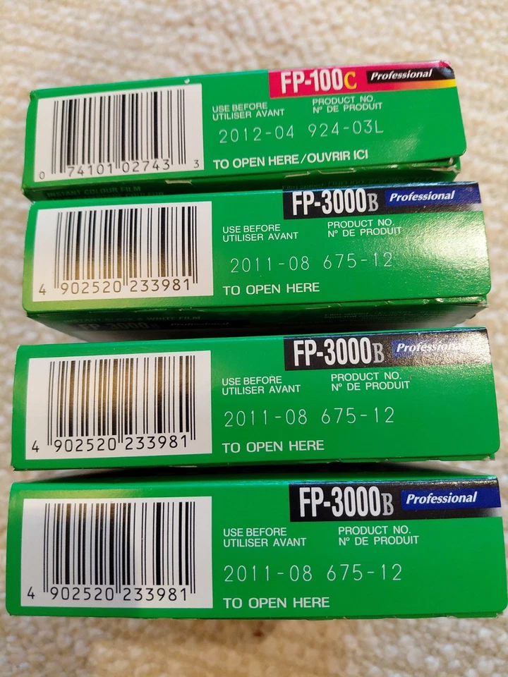Lote de paquete de película instantánea FUJIFILM FP-3000B x3 + FP-100C x1 — caducado, sellado, raro Foto 3 de 4