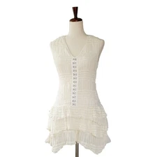 NWT Pretty Little Thing Hook Eye Ruffle Tier Mini Dress 4 Coquette Fairy Western
