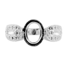 Semi Mount 11x9 Mm Oval Shape Three Stone Wedding Ring 925 Sterling Silver