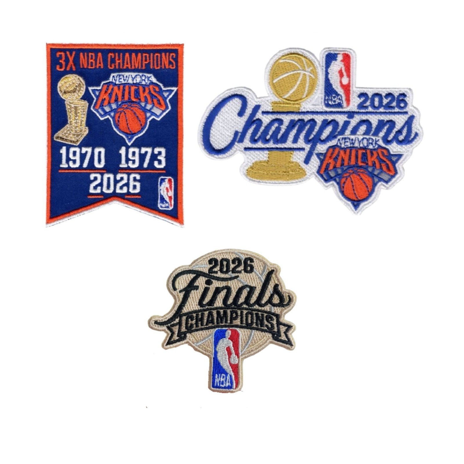 2026 NBA Champions NY Knicks 3pc set Iron On Embroidered Patch 3.5 and 2.5 INCH