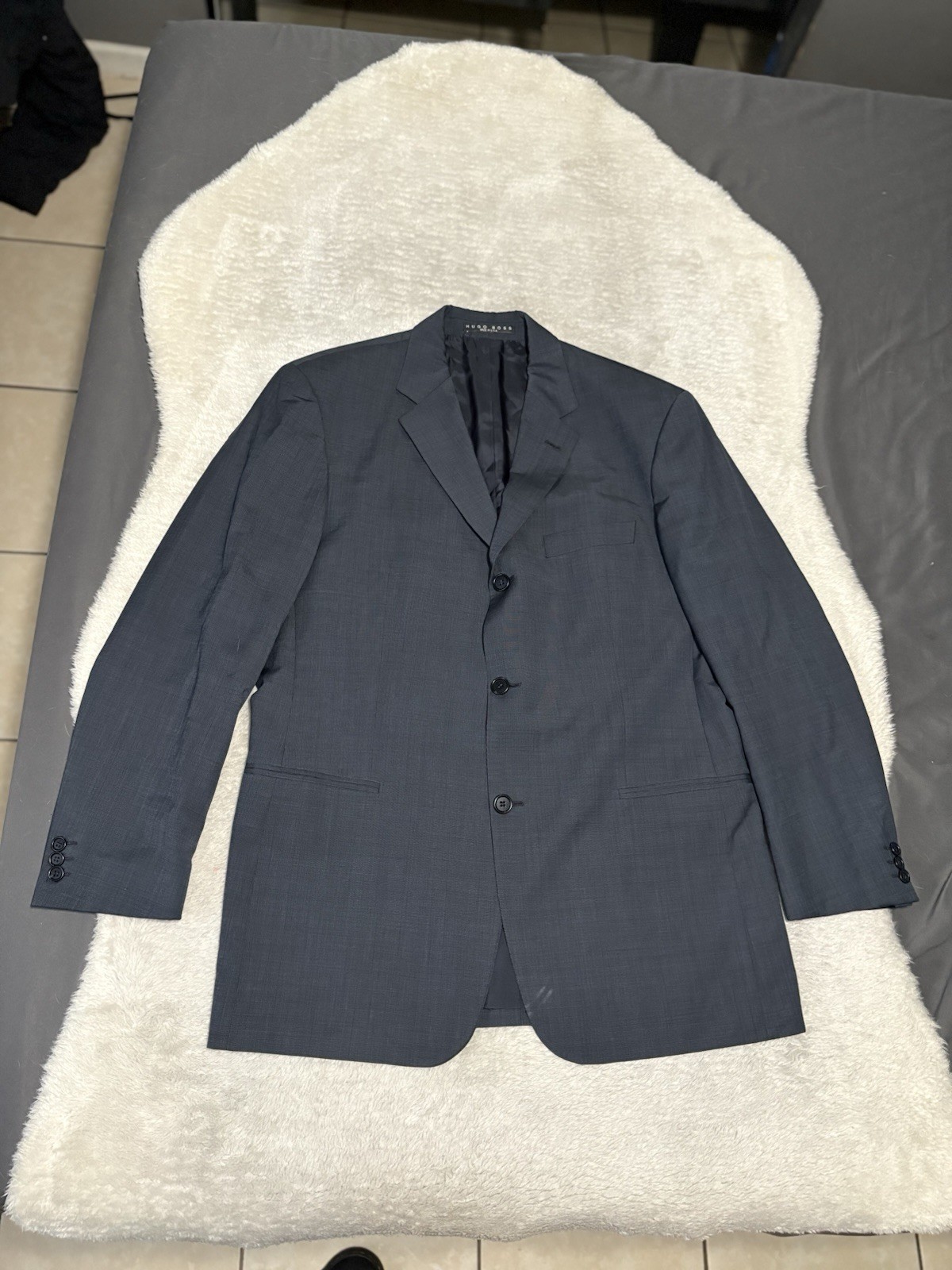 Hugo Boss Mens Blue Wool 3 Button Sport Blazer Jacket Size 42R Super 100