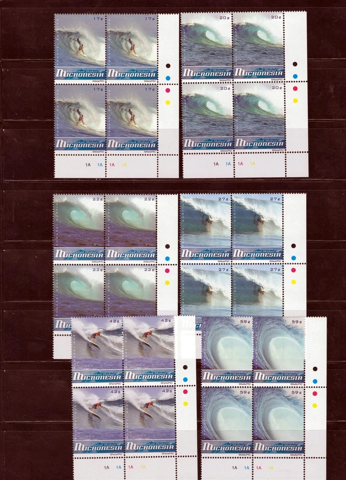 Micronesia 786-795, 799 MNH Surfing Definitives Plate Blocks ZAYIX 0825L1762 - Image 2 of 2
