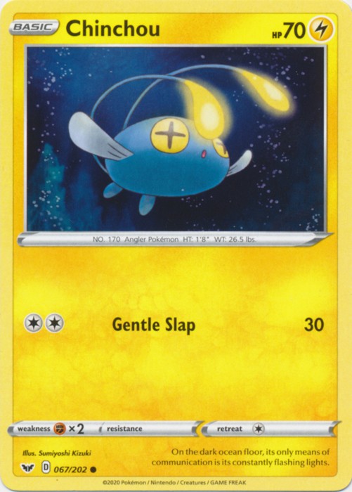 x4 Chinchou - 067/202 - Common Pokemon SS01 Sword & Shield Base M/NM