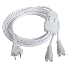 T5 T8 LED Dual Switch Power Cord, 5.9 FT LED Tube Power Extension Cord