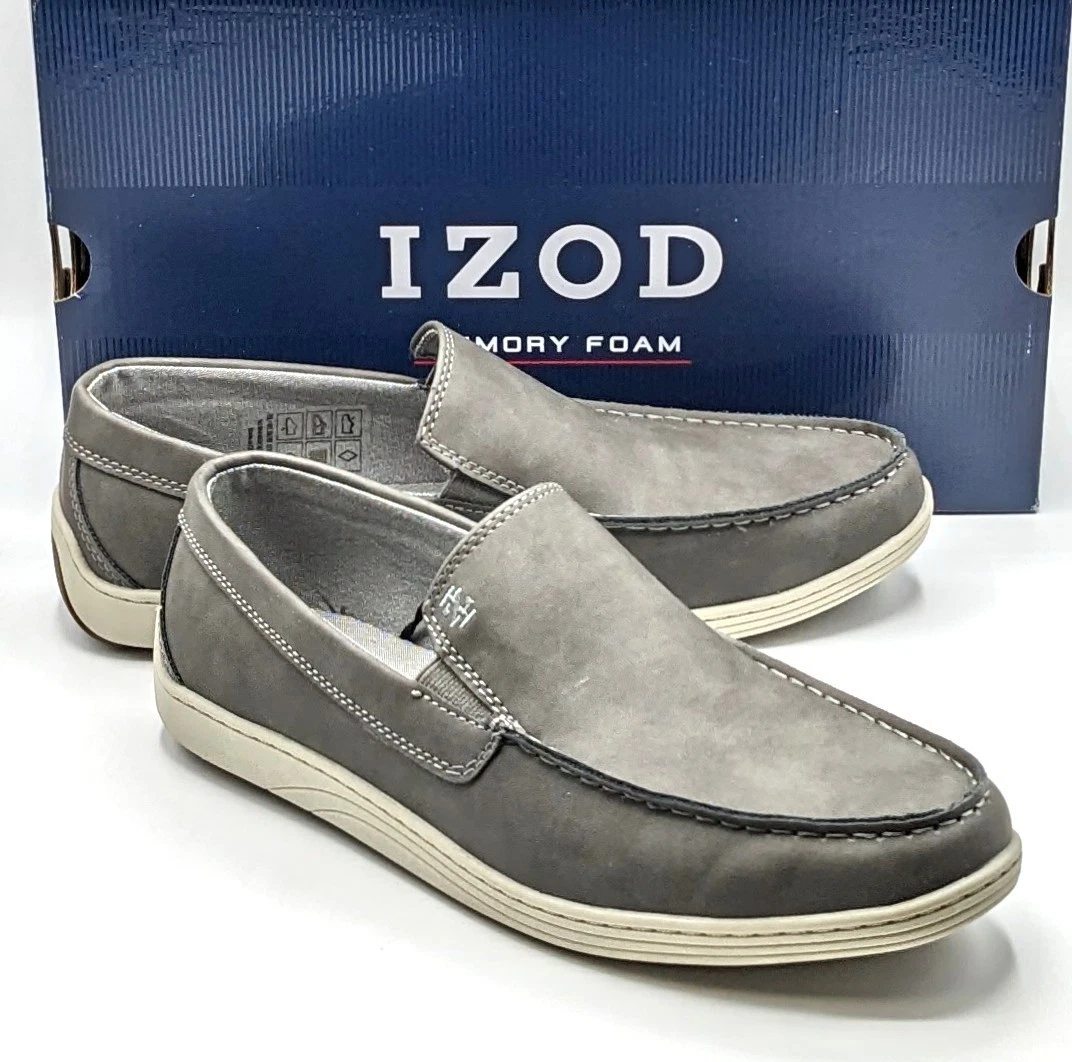 IZOD “Seapoint” Men’s Quality Water Resistant Slip-On Casual Deck Shoe [Gray]