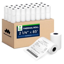 2 1/4" x 85' Thermal Paper 50 Rolls - BPA Free Receipt Paper, 48 GSM Safe T...