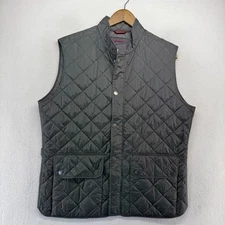 Untuckit Vest Men's Large Gray Wynnwood Puffer Quilted Snap Zip Pockets Preppy