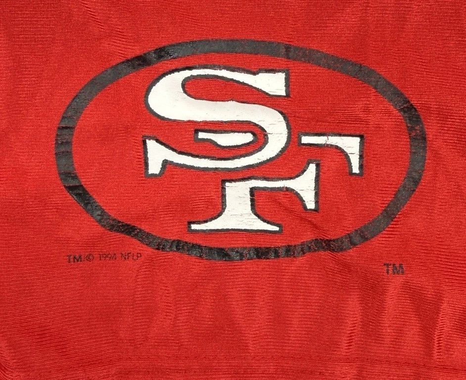 VNTG 80s Champion San Francisco 49ers Red Mesh Shorts Large Cotton Made In USA - Image 4 of 4