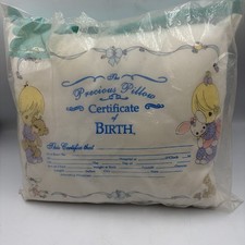 Precious Moments Keepsake Birth Certificate Pillow 9x13 in package Baby Vintage