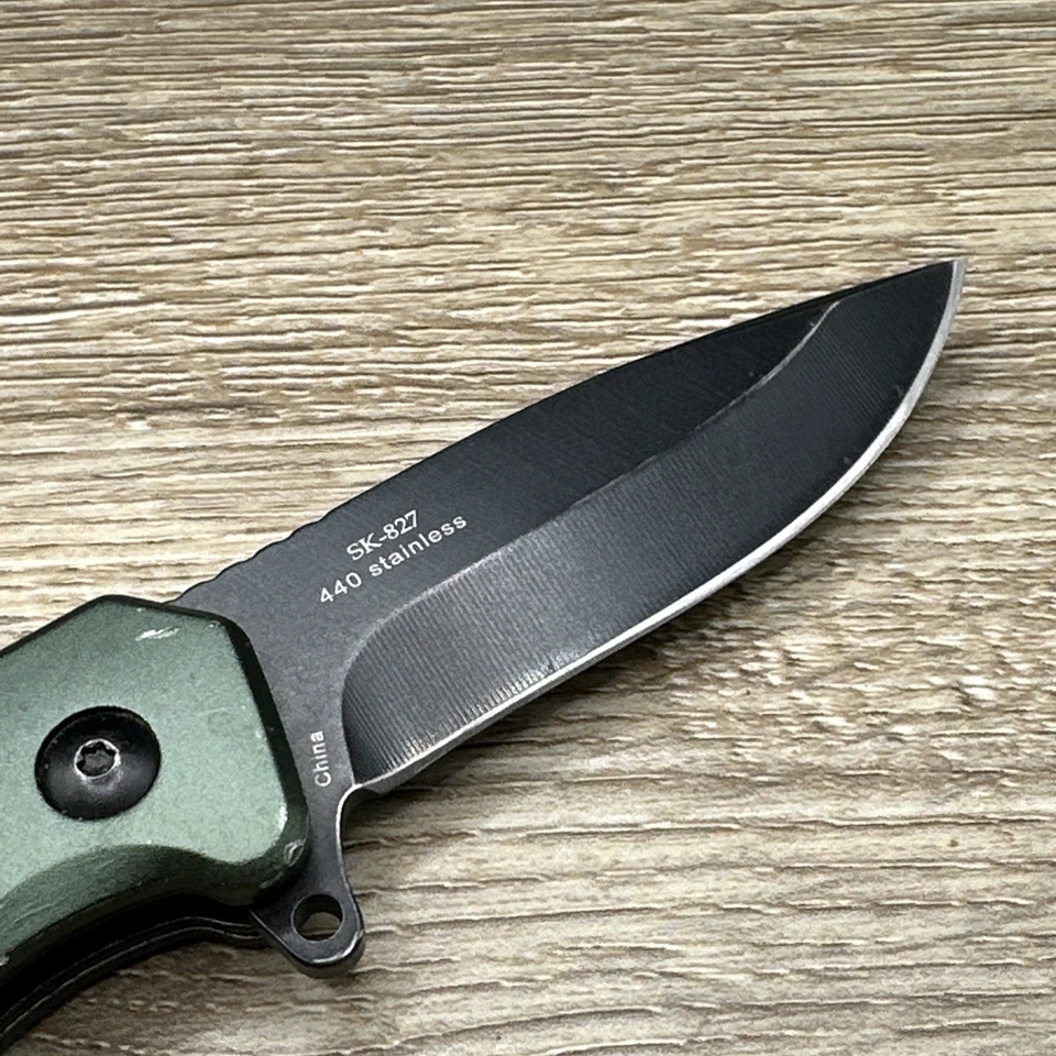 Cuchillos Sarge SK-827 Cuchillo de bloqueo táctico de bolsillo plegable verde acero inoxidable Foto 4 de 4