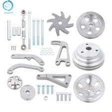 For Chevy Long Water Pump Pulley Kit Small Aluminum Power Steering Bracket Sb For Chevy Long Water Pump Pulley Kit Small Aluminum Power Steering Bracket Sb