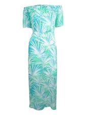 CeCe Women's Off-The-Shoulder Floral-Print Maxi Dress (2, Laguna Blue)