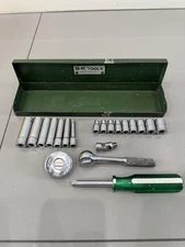 Vintage S-K Tools 1/4" Drive Ratchet w/ SAE Socket Set 40954 Set Of 20 Pc
