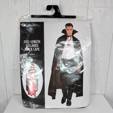 Black Cape Full Length With Collar Unisex Adult One Size Costume New