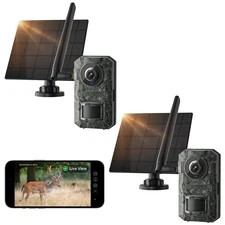 FBYEG Trail Camera 2 Pack, 2k HD Live Cellular Trail Cameras, Built-in Sim Ca...