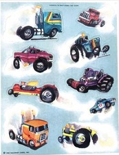 Vintage Hallmark Scratch N Sniff Sticker Sheet Vehicles Diesel Fuel Scent
