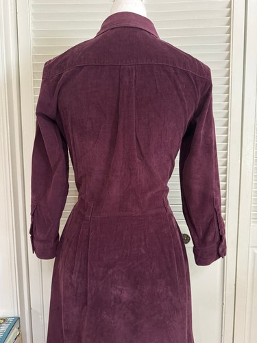 Laura Ashley Women's Burgundy Corduroy Western Midi Dress Size S Prairie Modest - Picture 6 of 23
