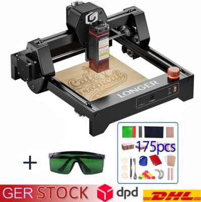 Mini Laser Engraving Machine Engraver + Goggles + 175pcs Materials DIY KIT Tools