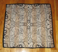 Jones New York Black White Paisley Ornate Sheer Square Scarf 19"