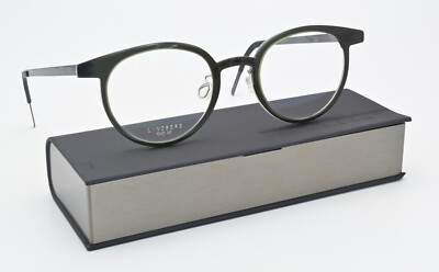 LINDBERG Brille 1040 Col AH40 Acetanium Panto Glanz Dunkelgrün Anthrazit Leicht