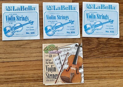 La Bella 630-4/4 Violin String Set, Chrome Steel Flat Wound 4/4 Scale
