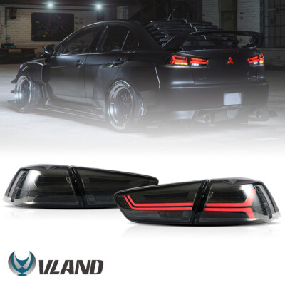 Pair LED Tail Lights Rear Lamps For 2008-17 Mitsubishi Lancer EVO Smoke/Tinted