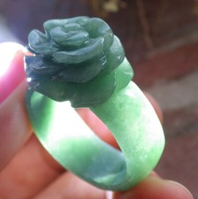 Video Certified Green Natural A JADE Jadeite Flower RING USA. 11.75    647101 TN