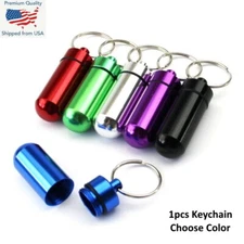 Waterproof Aluminum Medication Pill Container Box Bottle Case Keychain Holder