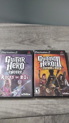 Sony PS2 guitar hero video game lot Guitar Hero III 3 Encore Rocks 80s complete