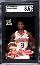 1996-7 Fleer Ultra ALLEN IVERSON  Rookie Card RC 76ers HOF#35 SGC 8.5. rookie card picture