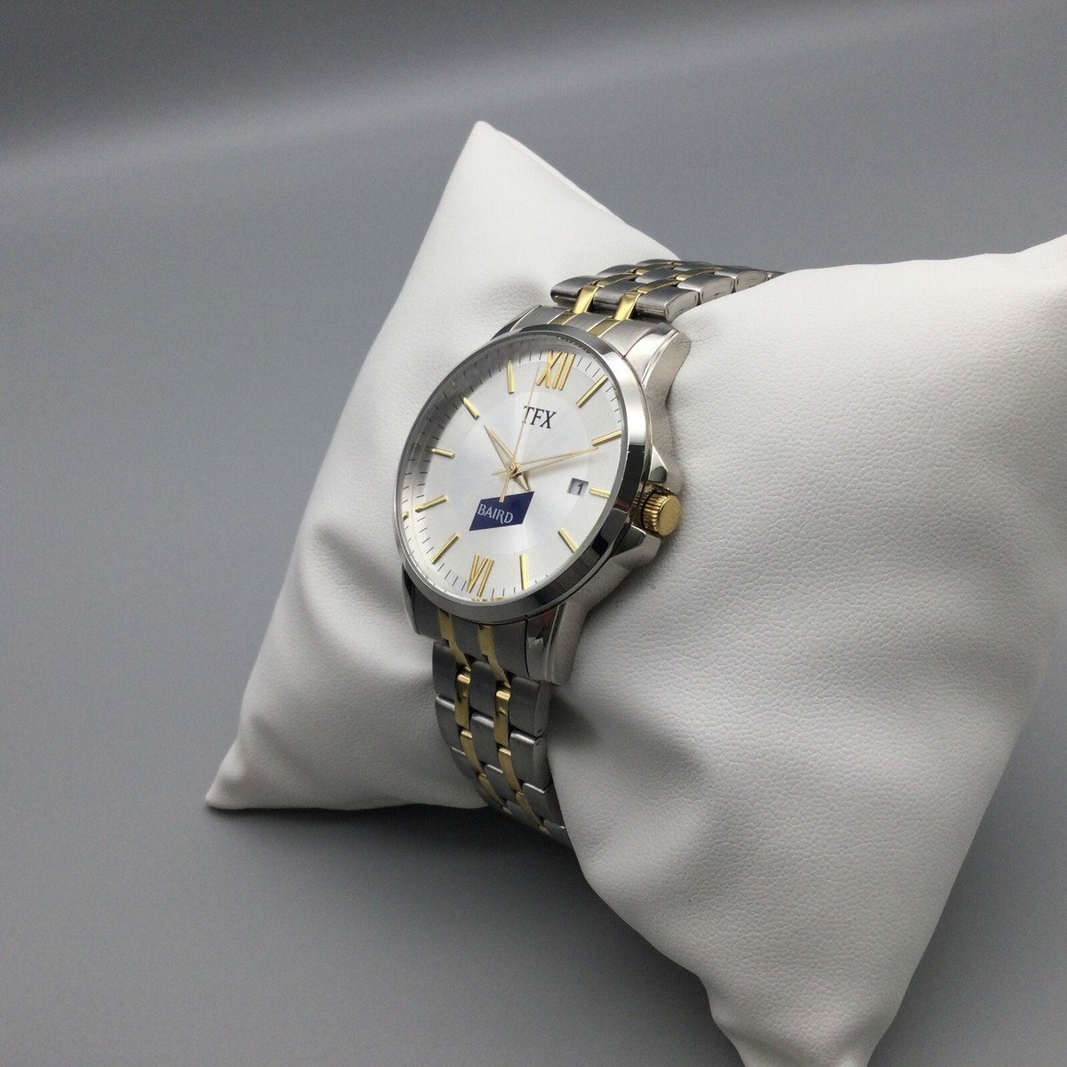 TFX Bulova Watch Men Baird 40mm Gold Silver Tone Date 38B102