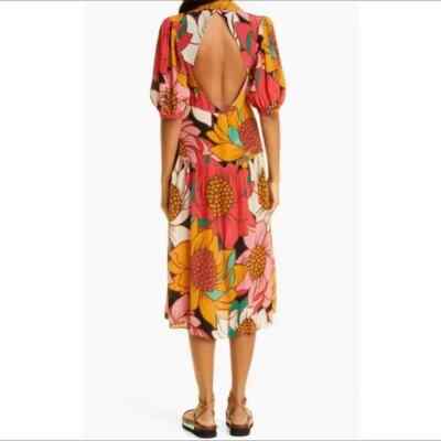 farm rio sunflower midi dress Farm Rio Cross Stitch Richelieu Sunflower Midi Dress