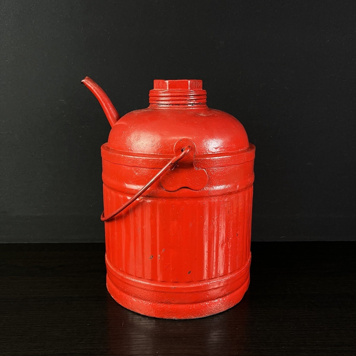 VTG Galvanized Metal Gas Can One Gallon 11” Antique Farm Car Red
