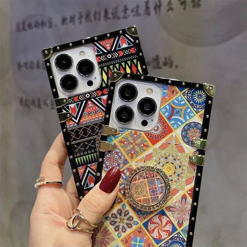 Luxury Ring Grid Totem Cover Case For 11 12 13 14 15 16 Pro Max XR XS 7 8 SE 16E - Picture 5 of 17