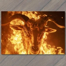 Art Print Goat from Hell Fire Evil Vampire Demon Devil Horn Animal Scary Unusual