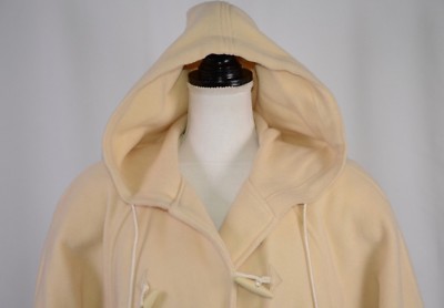 Nancy Heller Women's Hooded Toggle Coat Size L/XL Cashmere Blend Boho Ivory Warm