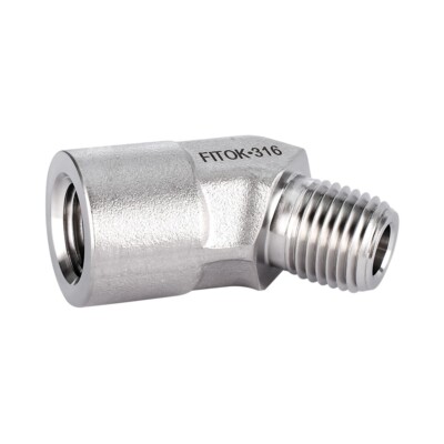FITOK 316 Stainless Steel 45 Street Elbow 1/8 Female NPT x 1/8 Male NPT 6200 psi