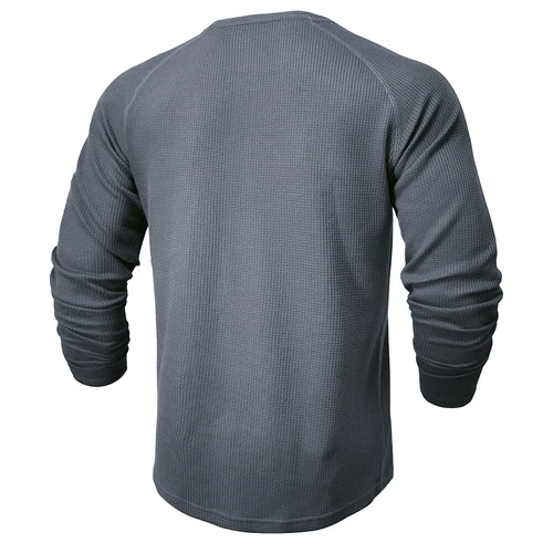 Mens Ribbed Henley Shirts Long Sleeve Button Grandad Plain Casual Tops T-Shirt - Picture 23 of 34