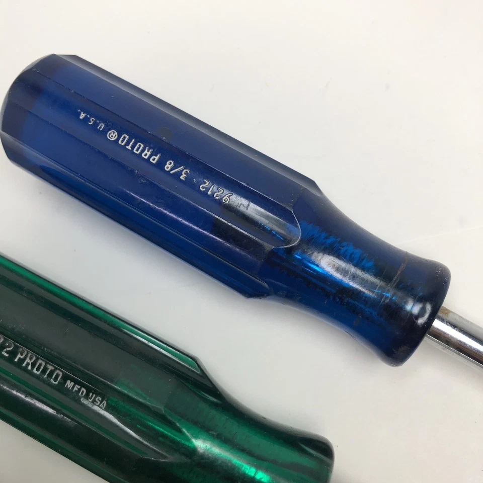 2 Vintage Proto Tools SAE Nutdriver Nut Driver Set 3/8" 9212 and 11/32" 9211 USA - Image 3 of 4