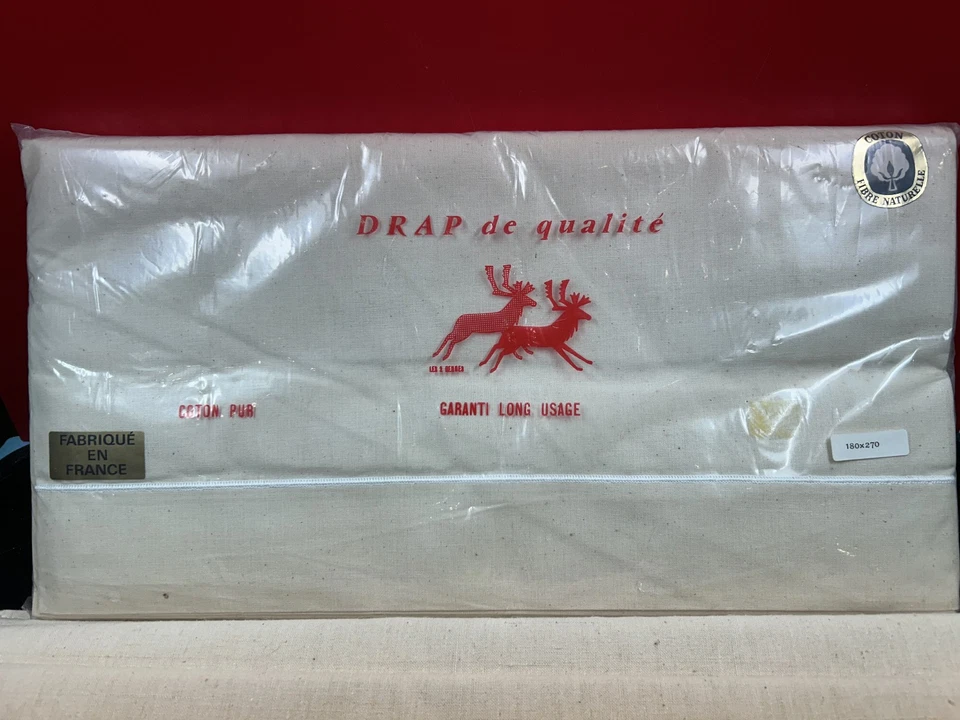 Lot de 2 draps anciens pur coton - Photo 3/3