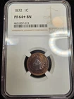 1872 INDIAN HEAD CENT NGC GRADED PF64+BN BROWN NICE COIN 1C TONER TONED EYE POP
