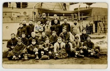 Circa 1912 football team RPPC real photo post card EX apparent Navy ship team
