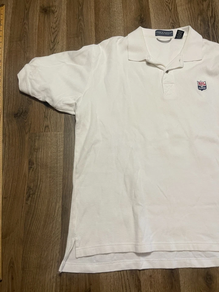 Camisa Page & Tuttle, Masculina Tamanho Grande, Branca, Camisa Polo, Alunos da NFL Bordada - Imagem 3 de 4