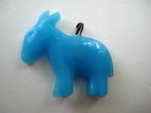 VINTAGE Japan Pressed Glass DONKEY~BURRO Charm Cracker Jack Toy Prize - Picture 3 of 3
