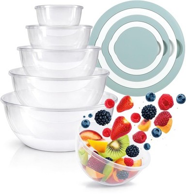 com-four  5-teiliges Rührschüssel-Set mit Deckel - Salatschalen in 5 Größen - Ba