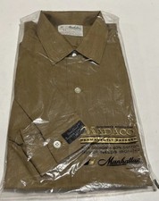 Rare NOS 1950s 60s Manhattan Madaco Long Sleeve Shirt, L, 16-16.5, Gold