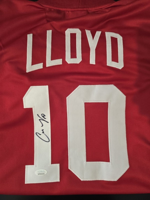 Autographed/Signed CARLI LLOYD Red Team USA Soccer USWNT Jersey JSA COA Auto