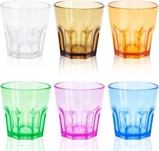 Plastic Drinking Glasses Set of 6 Unbreakable Coloured Water Tumbler Acrylic P