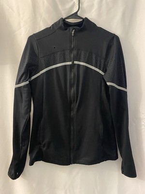Fabletics Women's Black Polka Dot Moira Jacket Gym Yoga Size Small Kate Hudson
